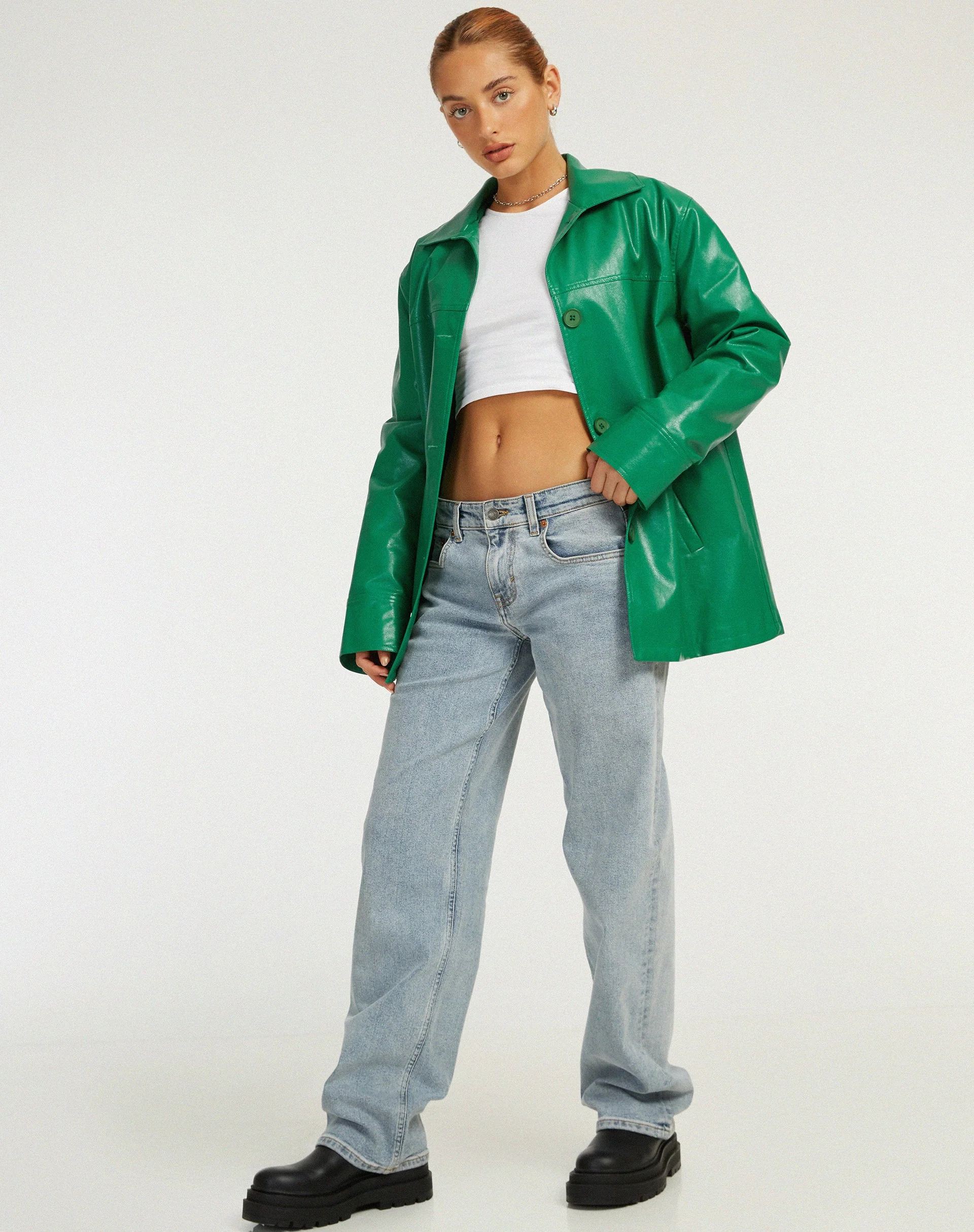 Walta Jacke in Pu Kelly Grün - Image 3