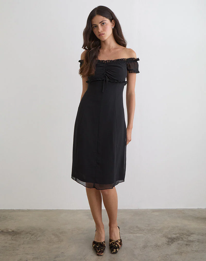 Watimu Midi-Kleid aus Chiffon in Schwarz - Image 2