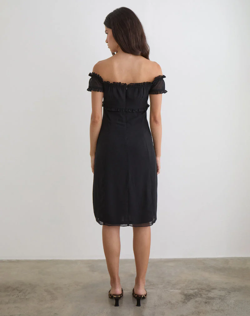 Watimu Midi-Kleid aus Chiffon in Schwarz - Image 3
