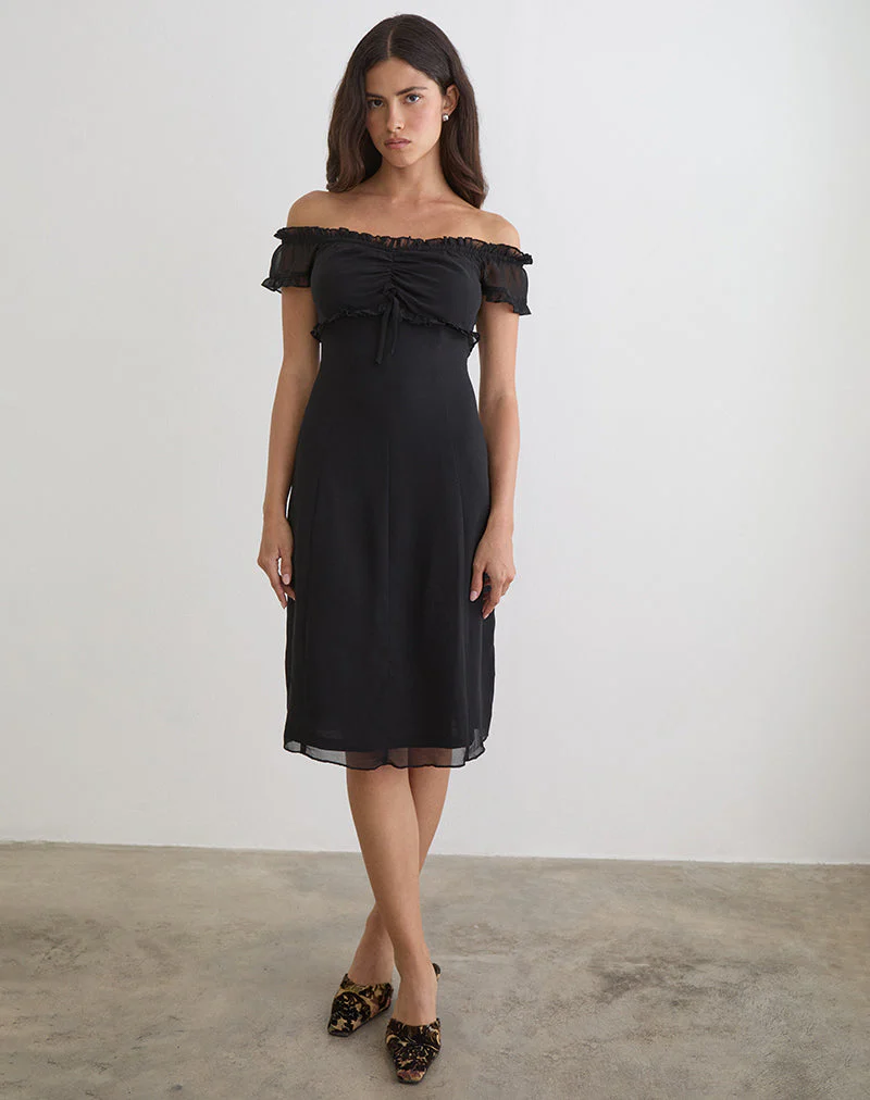 Watimu Midi-Kleid aus Chiffon in Schwarz - Image 4