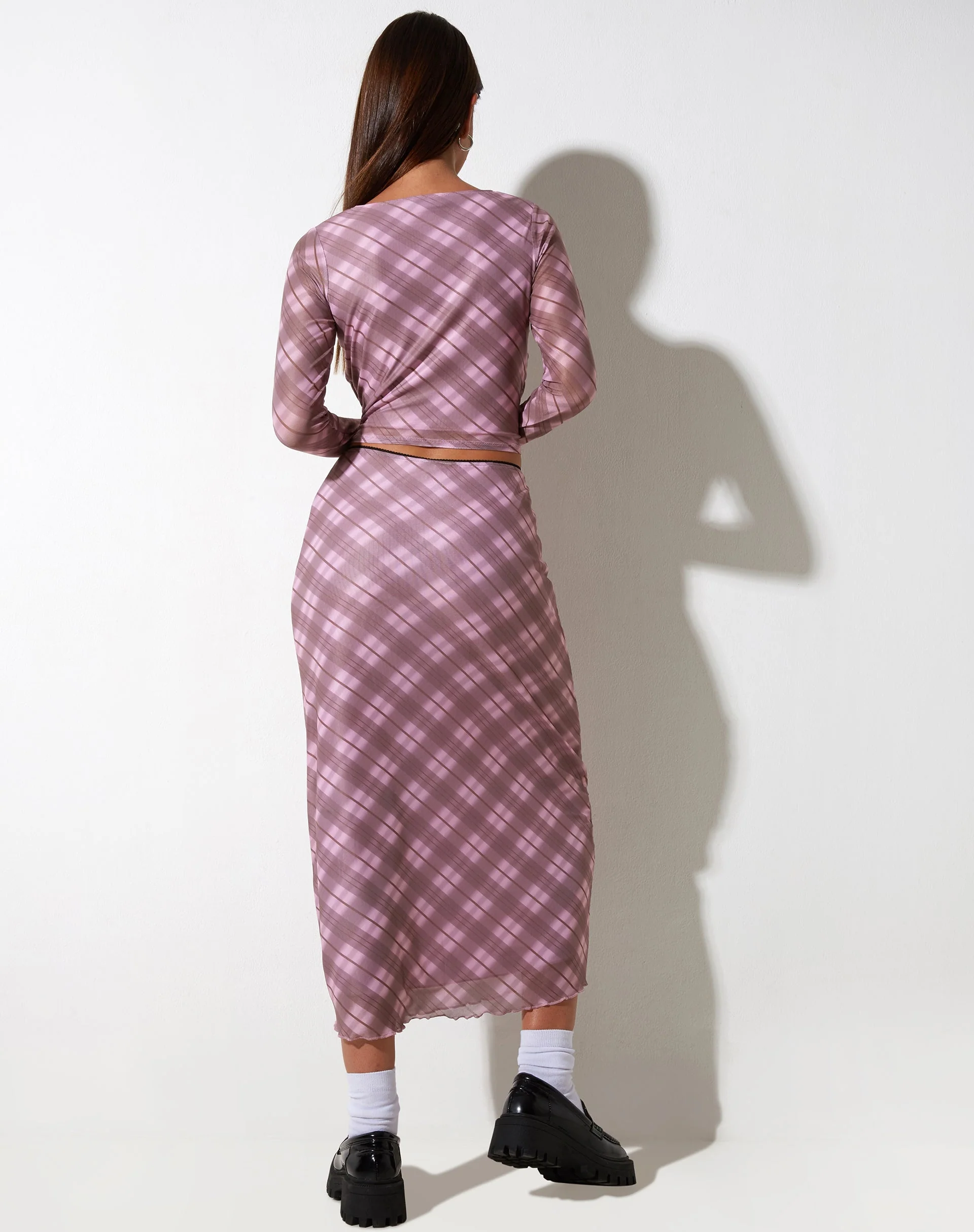 Wesley Crop Top in rosa verwaschenem Karo