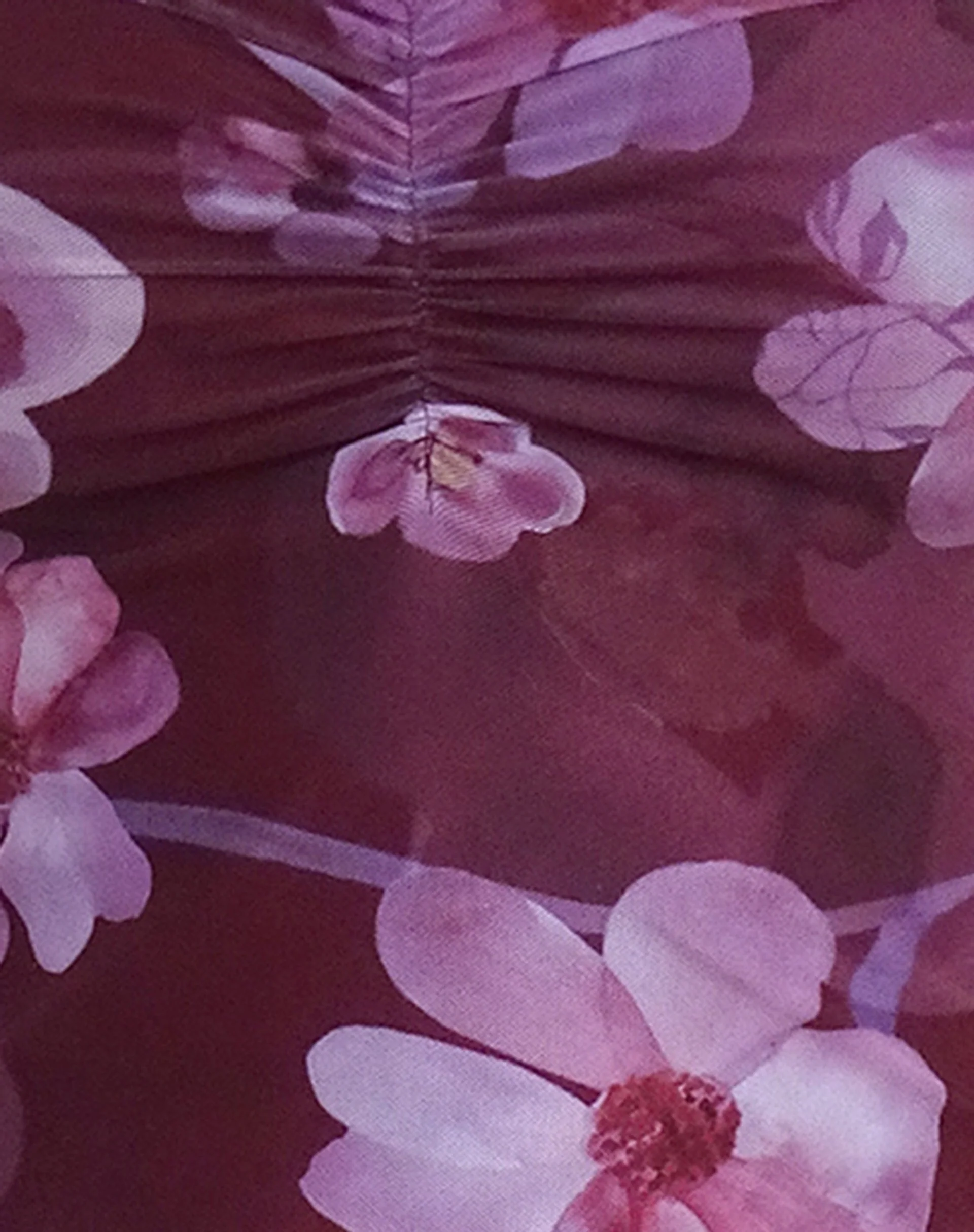 Weti Bandeau-Minikleid mit Wasserfall-Saum in Watercolour Floral Berry - Image 6