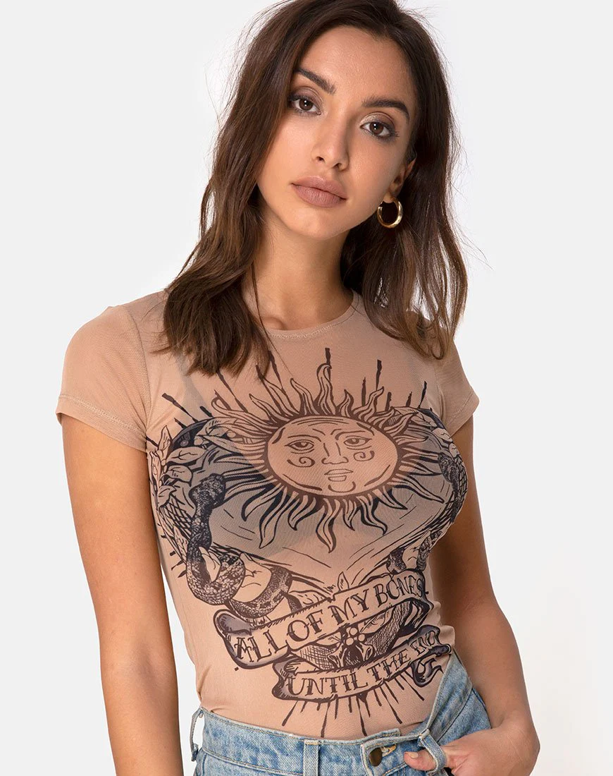 Whitney Tee Alchemy in Netz Taupe
