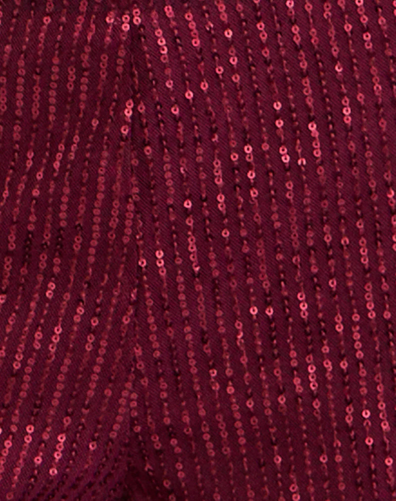 Wilaga Hose mit weitem Bein in Pailletten-Maroon - Image 5