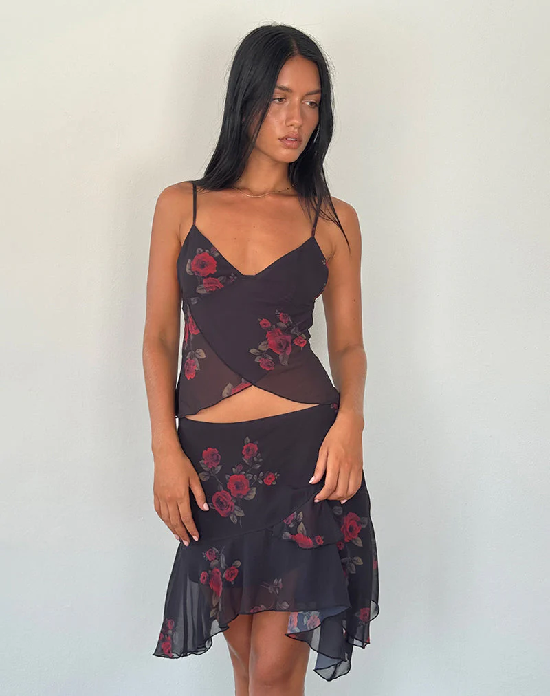 Winona Minirock in Vintage Roses Schwarz - Image 5