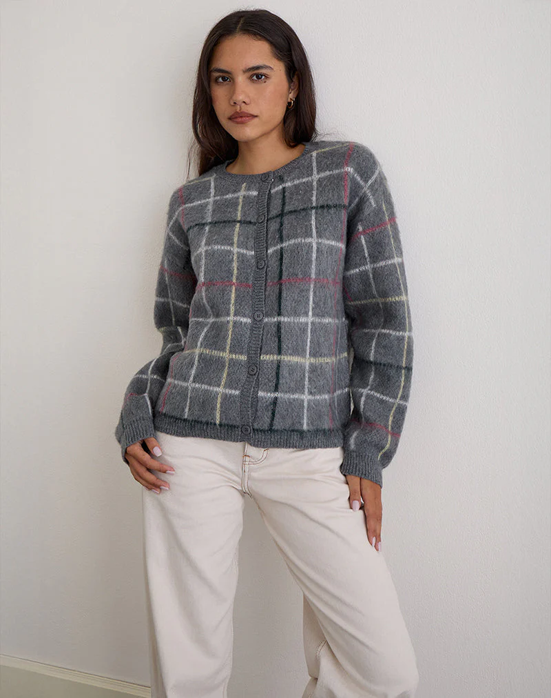 Wisola Strickjacke aus Country Check Grau