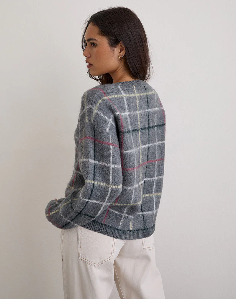 Wisola Strickjacke aus Country Check Grau - Image 5