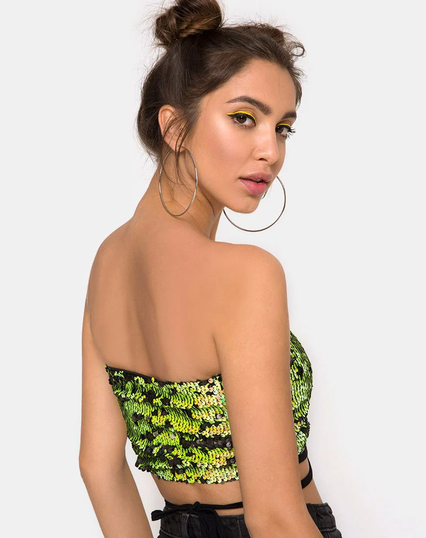 Wickeltop mit Pailletten in Citrus Schwarz - Image 2