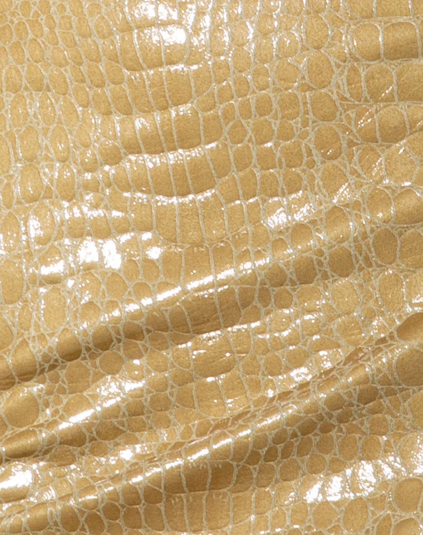 Zaunkönig Minirock aus Kroko PU Khaki - Image 6