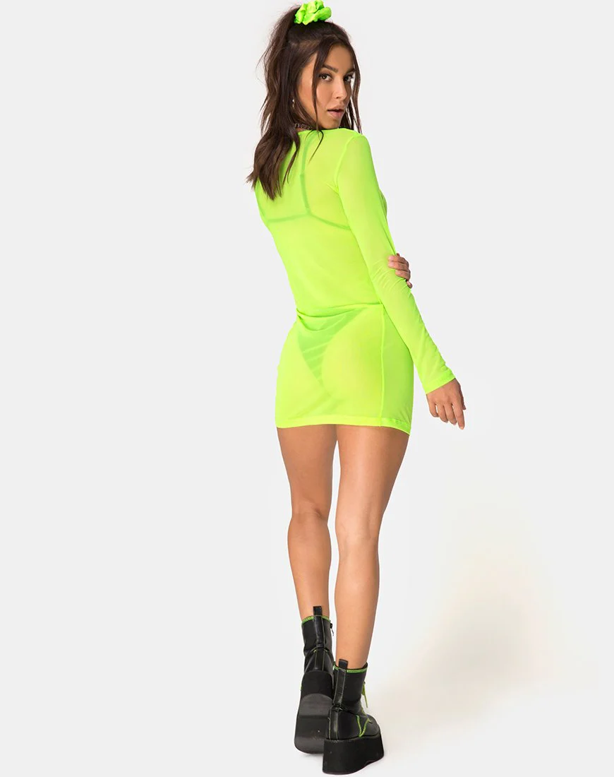 Wyatt Bodycon Kleid in Flurogelb - Image 6