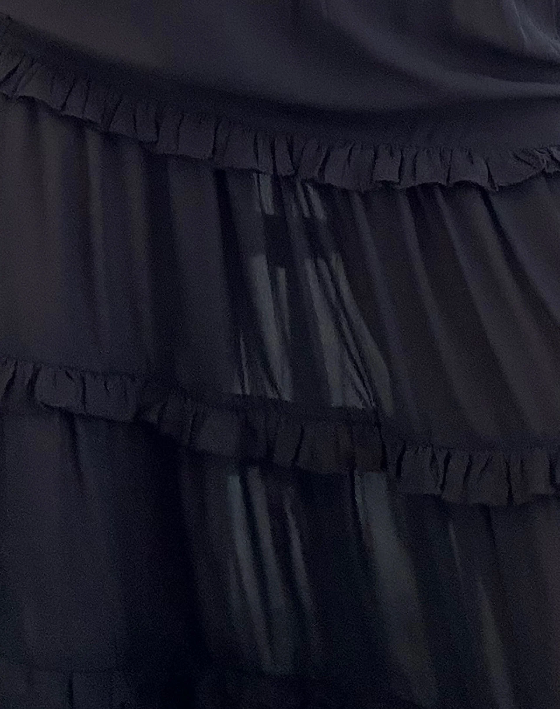 Xavi Gerafftes Bardot-Top aus Chiffon Schwarz - Image 6