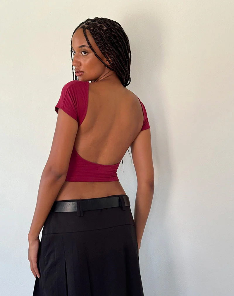Xiwang Crop Top in Burgund - Image 2