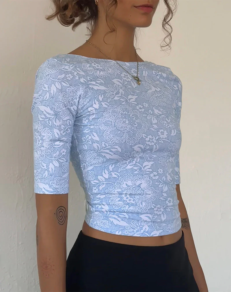 Xiwani Top aus Lycra mit weißem Ornamentdruck - Image 2
