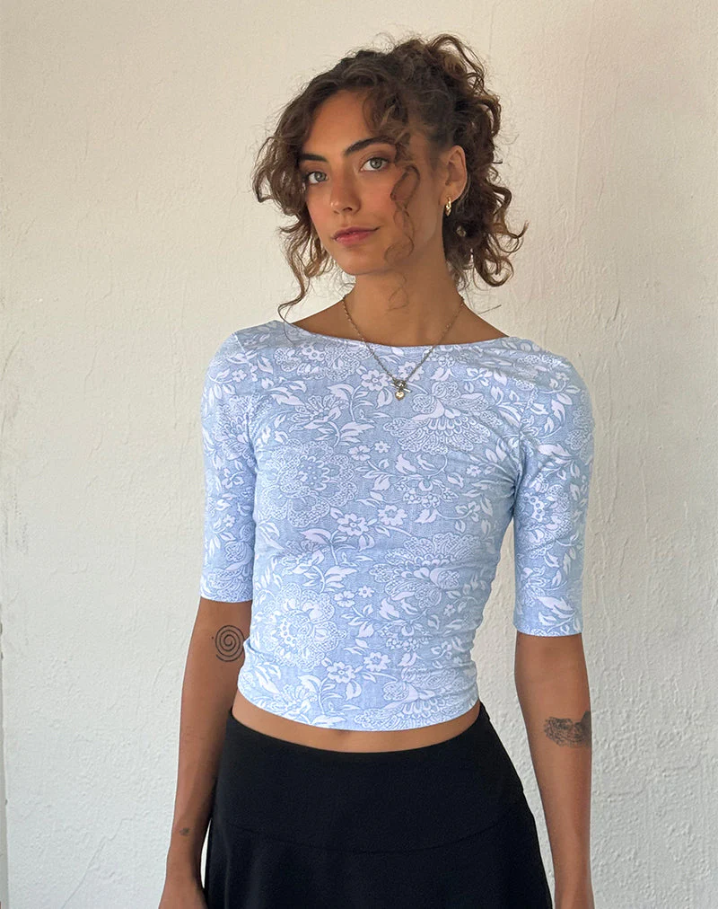 Xiwani Top aus Lycra mit weißem Ornamentdruck - Image 3