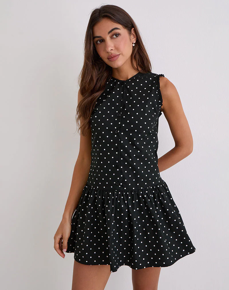 Yadara Minikleid in Polka Schwarz