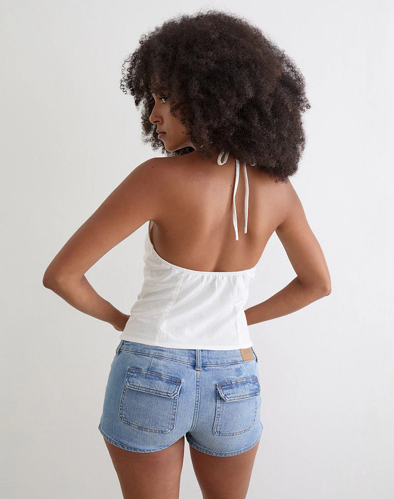 Yadele Button Up Keyhole Top in Ivory - Image 5