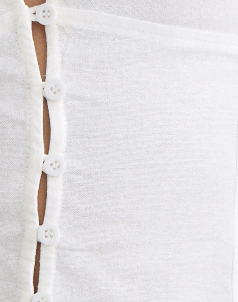 Yadele Button Up Keyhole Top in Ivory - Image 6