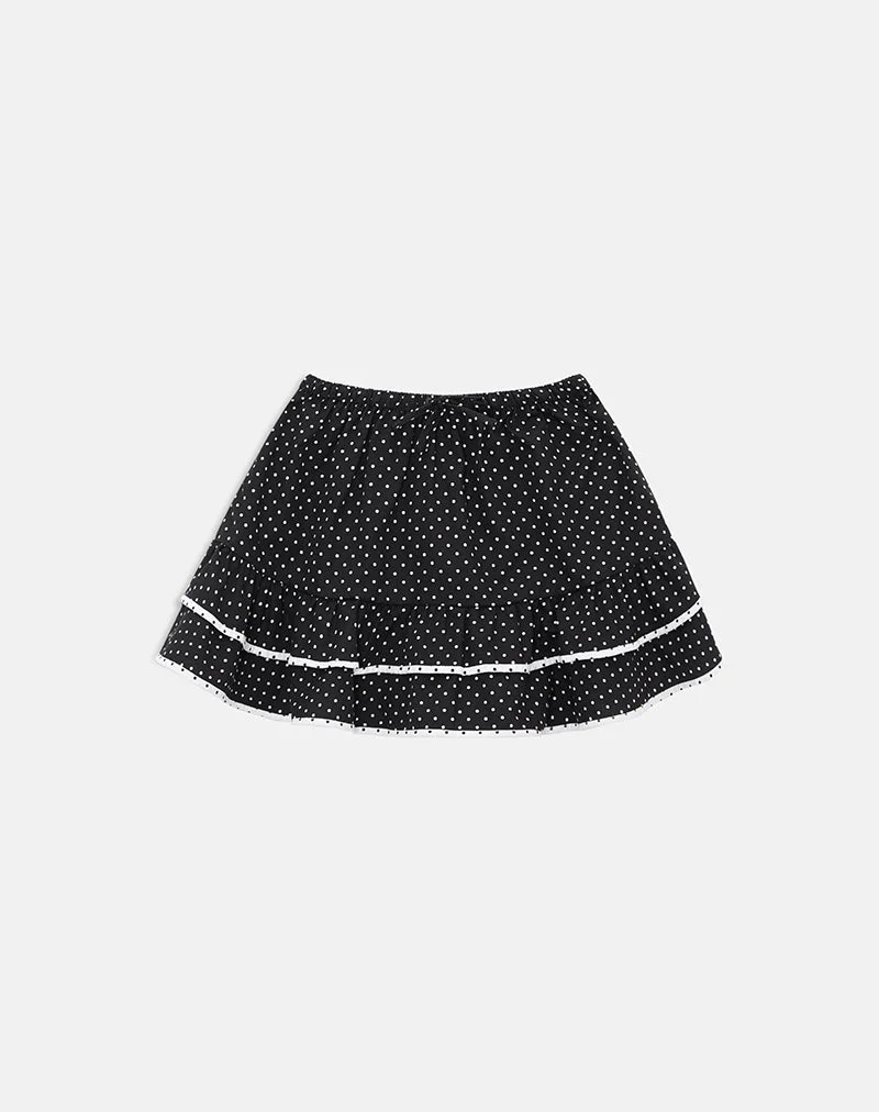Yaisu Mini Skirt in Black and White Combination with Micro Polka Print - Image 5