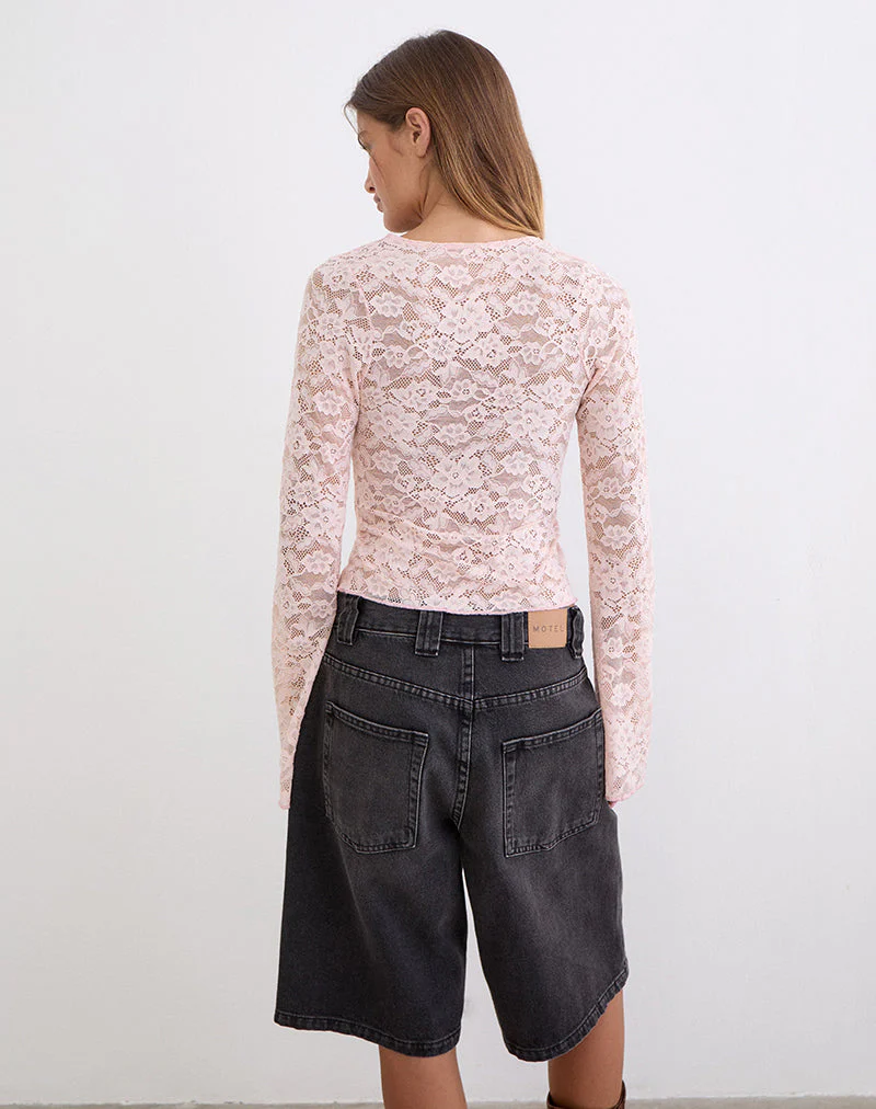 Yamuna Long Sleeve Top in Lace Soft Pink - Image 4