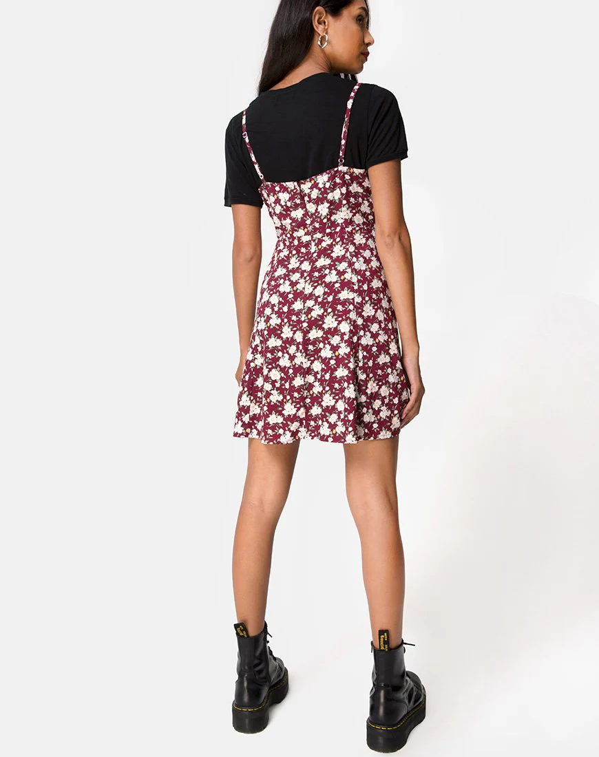 Yandra Slip Dress in Wild Fleur Maroon - Image 4