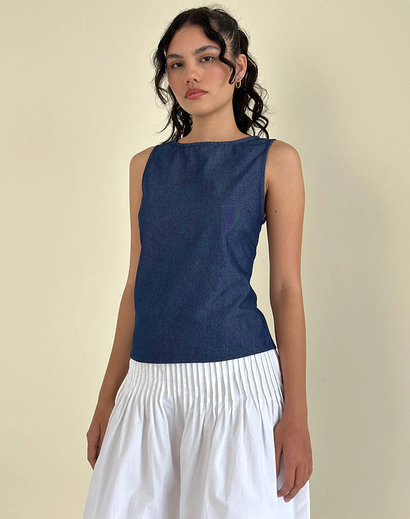 Yashia Krawattenoberteil aus Denim Chambray Indigo - Image 2