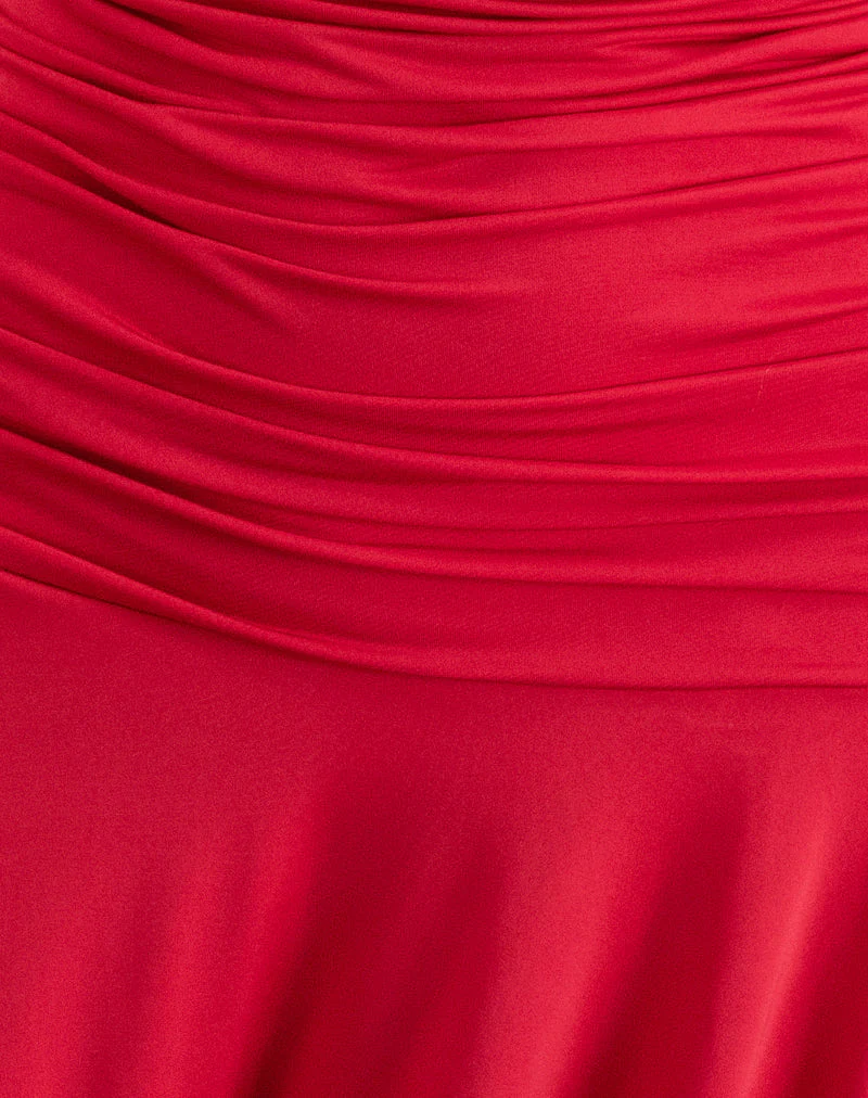 Yasmin Bandeau-Minikleid in glitzerndem Rot - Image 4