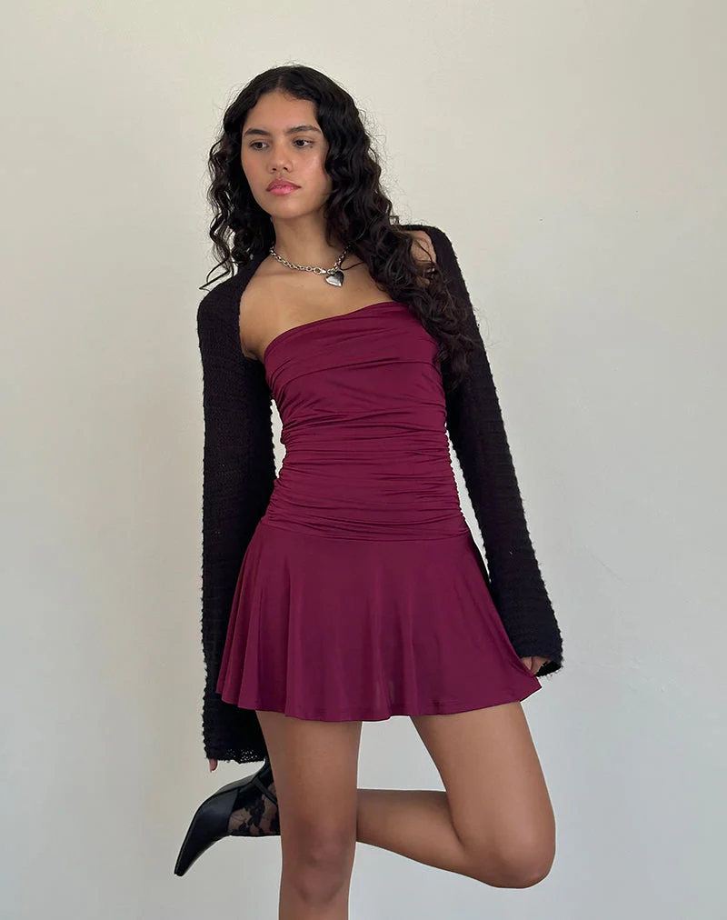 Yasmin Bandeau-Mini-Slinky-Kleid in Burgunderrot - Image 4