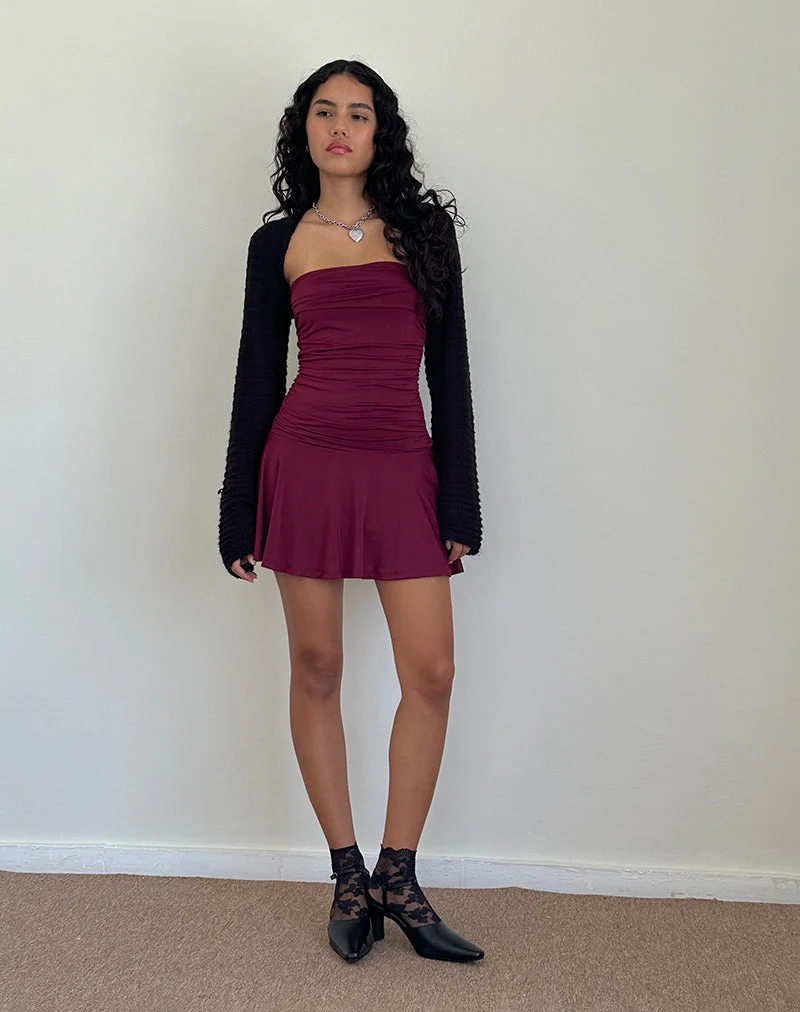 Yasmin Bandeau-Mini-Slinky-Kleid in Burgunderrot - Image 5