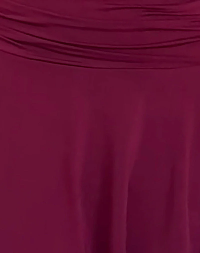 Yasmin Bandeau-Mini-Slinky-Kleid in Burgunderrot - Image 6