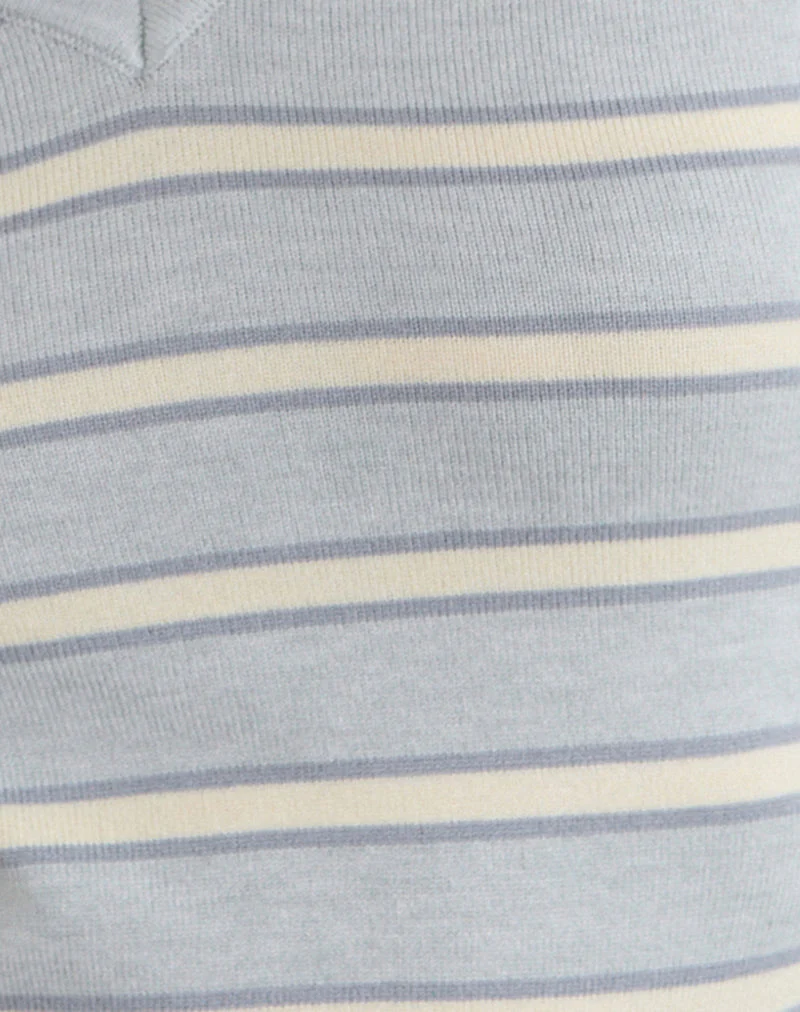 Yasra Pullover aus gestreiftem Strick in Creme und Grau - Image 6
