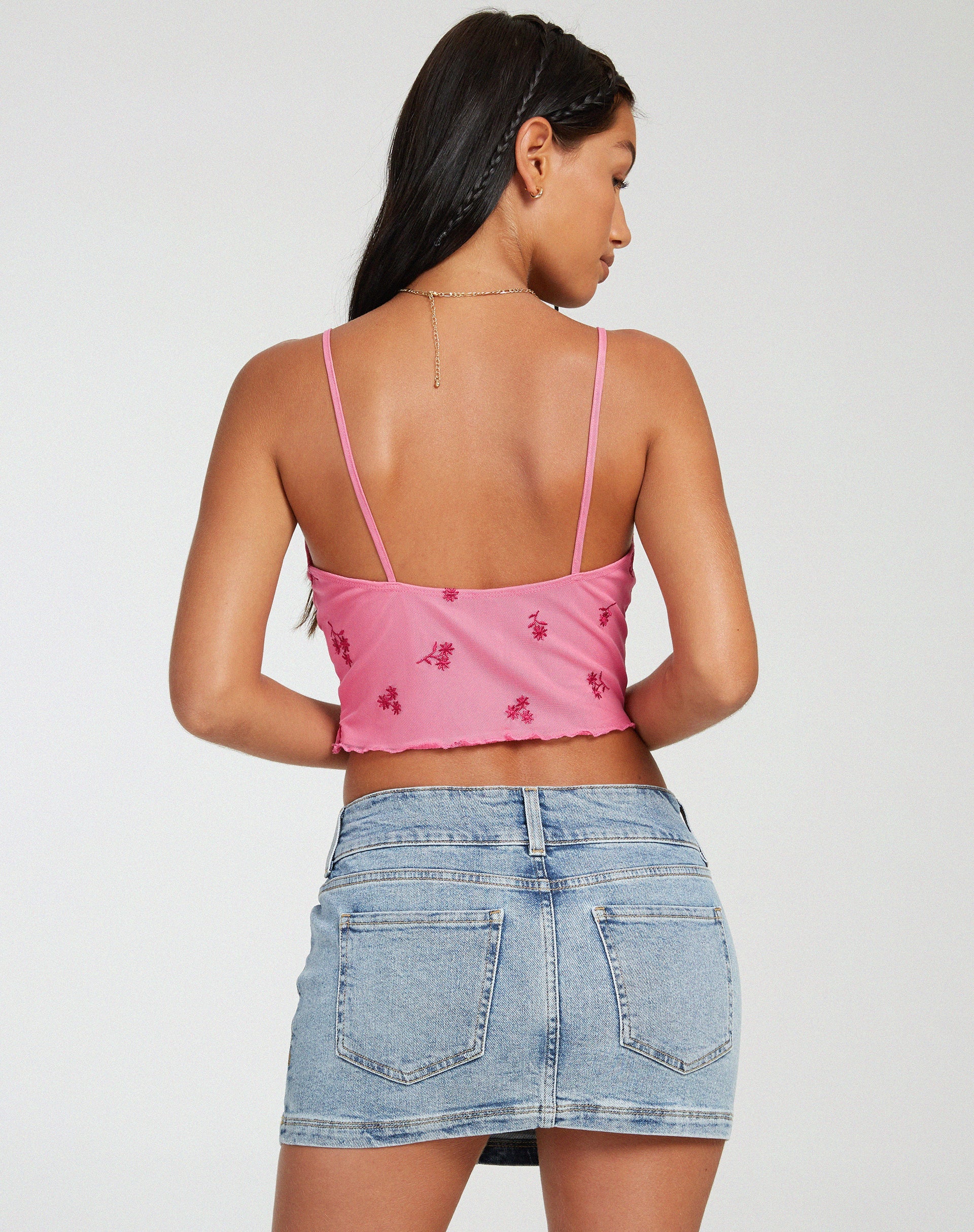 Yecaca Crop Top in Rosa Ditsy Daisy Embro - Image 2