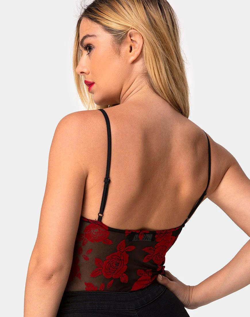 Yecal Mieder in Romantisch Rot Rosenflock - Image 2