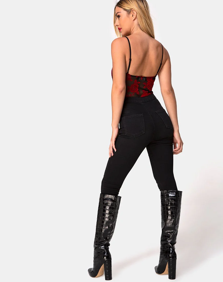 Yecal Mieder in Romantisch Rot Rosenflock - Image 4