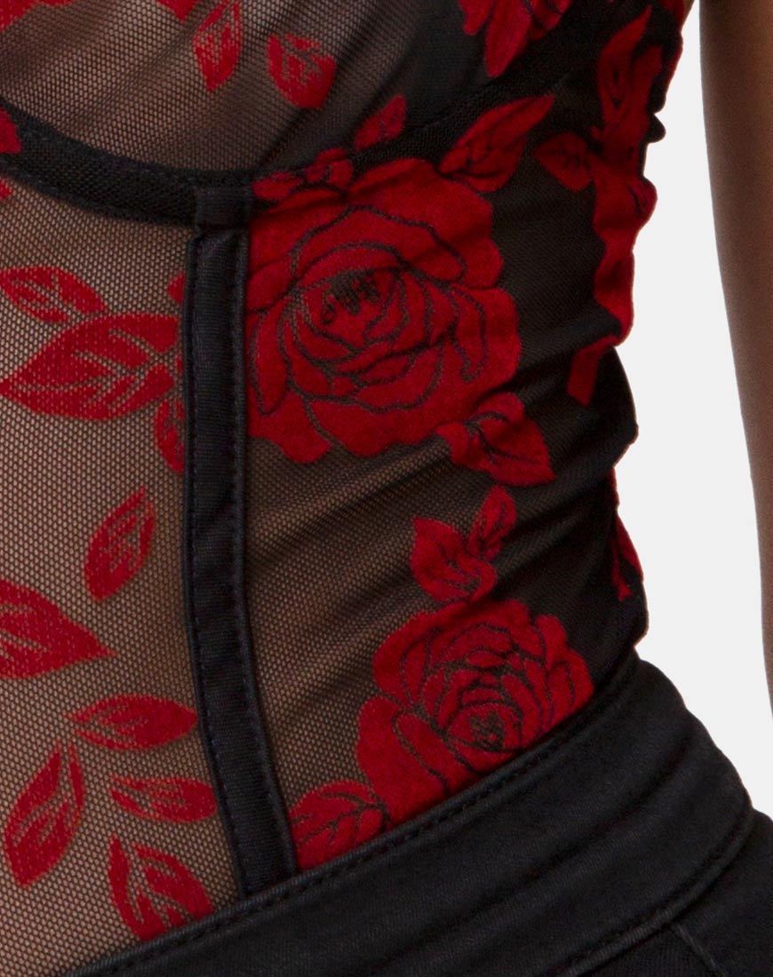 Yecal Mieder in Romantisch Rot Rosenflock - Image 5