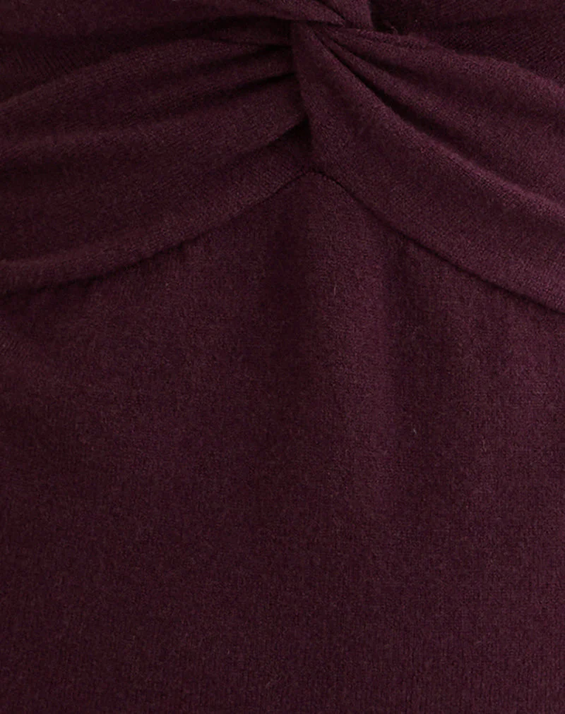 Yenari Langarm-Twist-Top aus Strick in Pflaume - Image 5