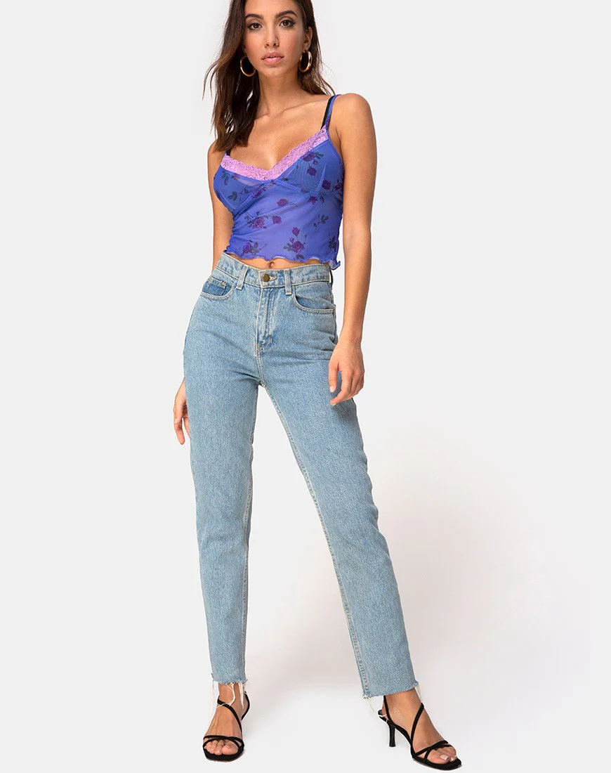 Yenika Crop Top in Fliederrose mit fliederfarbener Spitze - Image 5