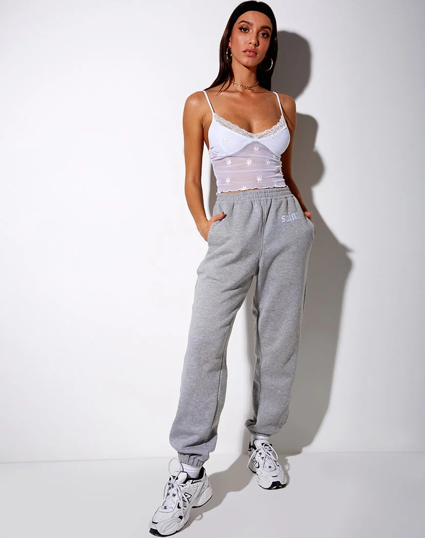 Yenika Crop Top aus weißer Gänseblümchen-Stickerei mit weißer Spitze - Image 4