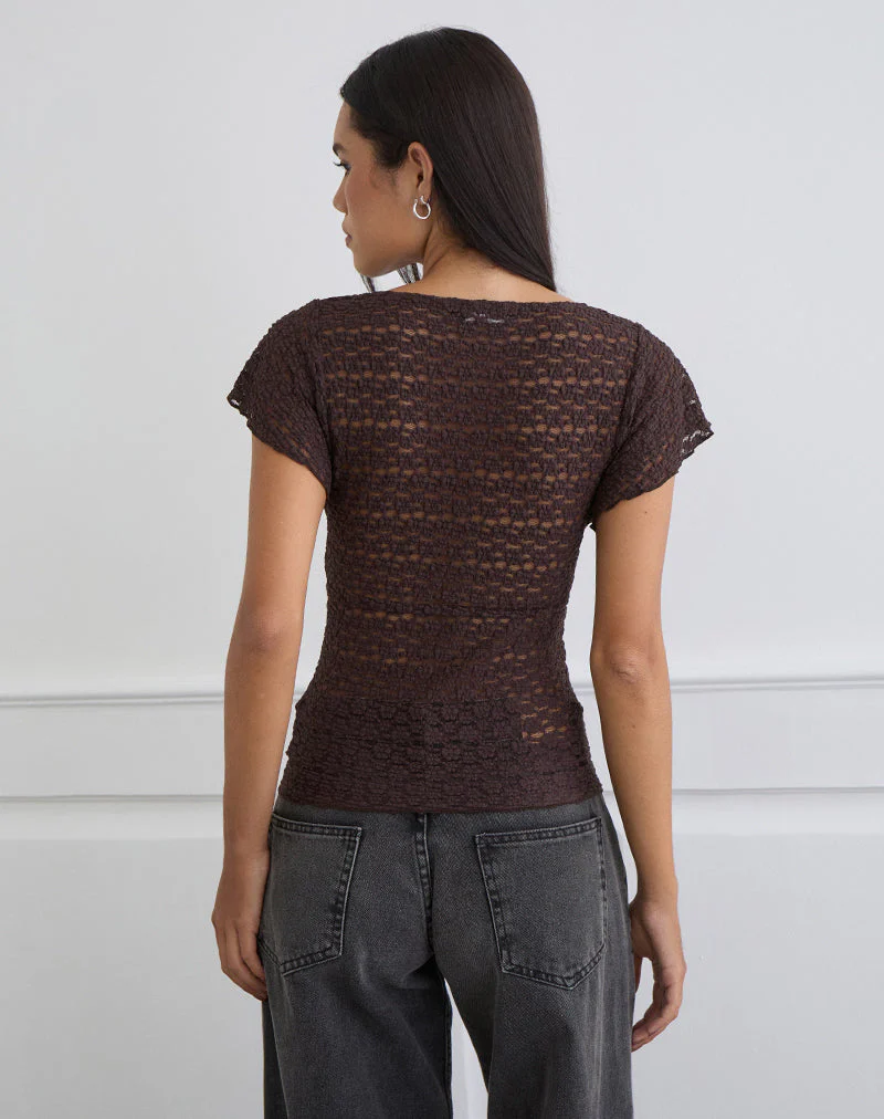 Yeslin V-Ausschnitt-Bluse mit Knöpfen in Dunkelpflaume - Image 3