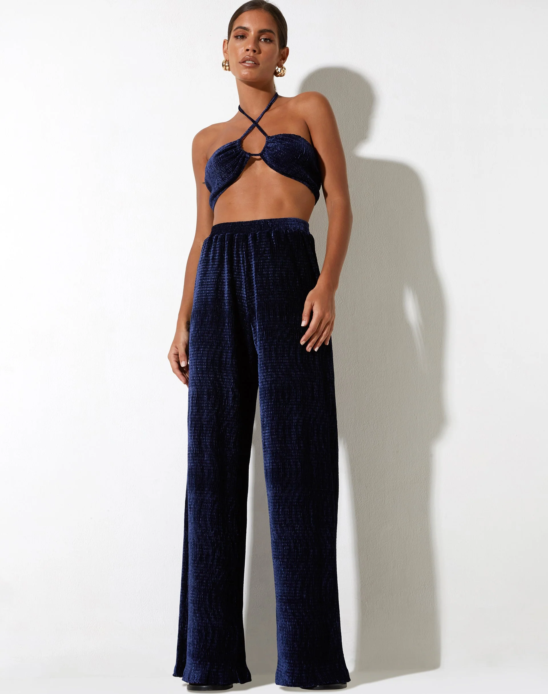 Yessa Crop Top aus Samt Navy - Image 3