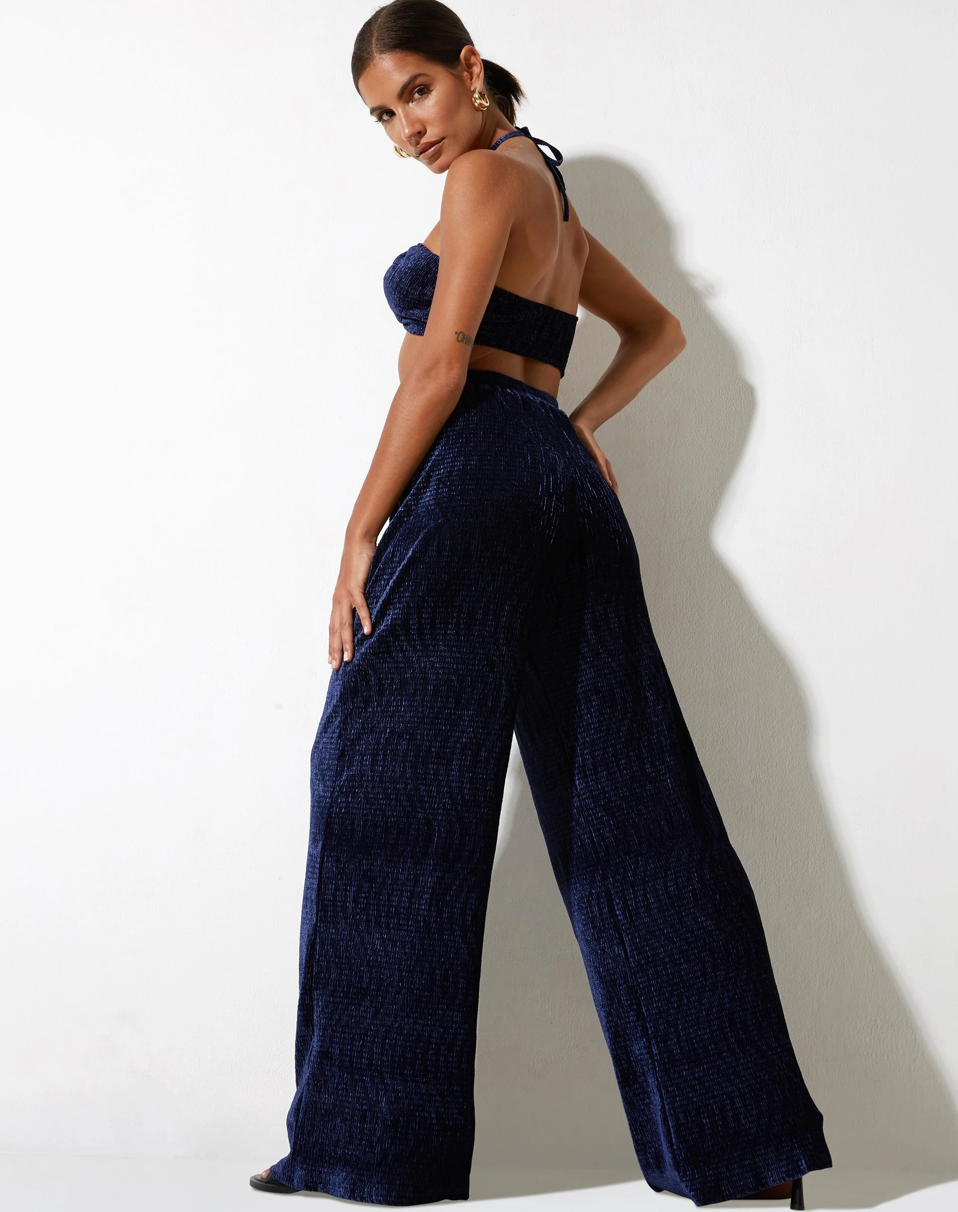 Yessa Crop Top aus Samt Navy - Image 5