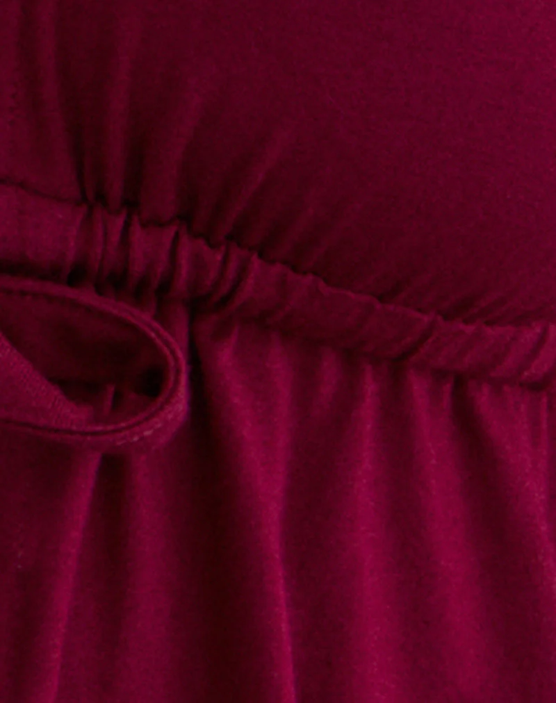 Ylva Neckholder-Top mit Schleife vorne aus Rayon-Jersey in Burgunderrot - Image 6