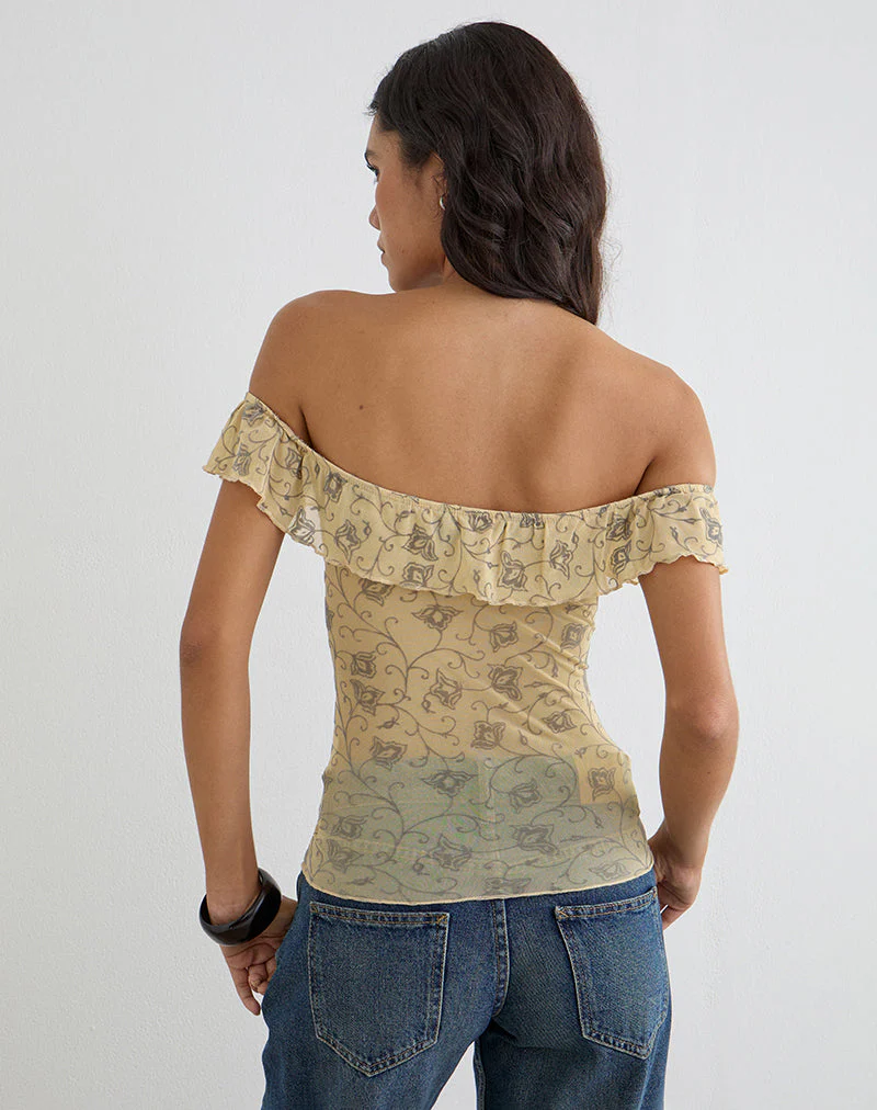 Yoda Top in Winding Ivy Pale Yellow - Image 4