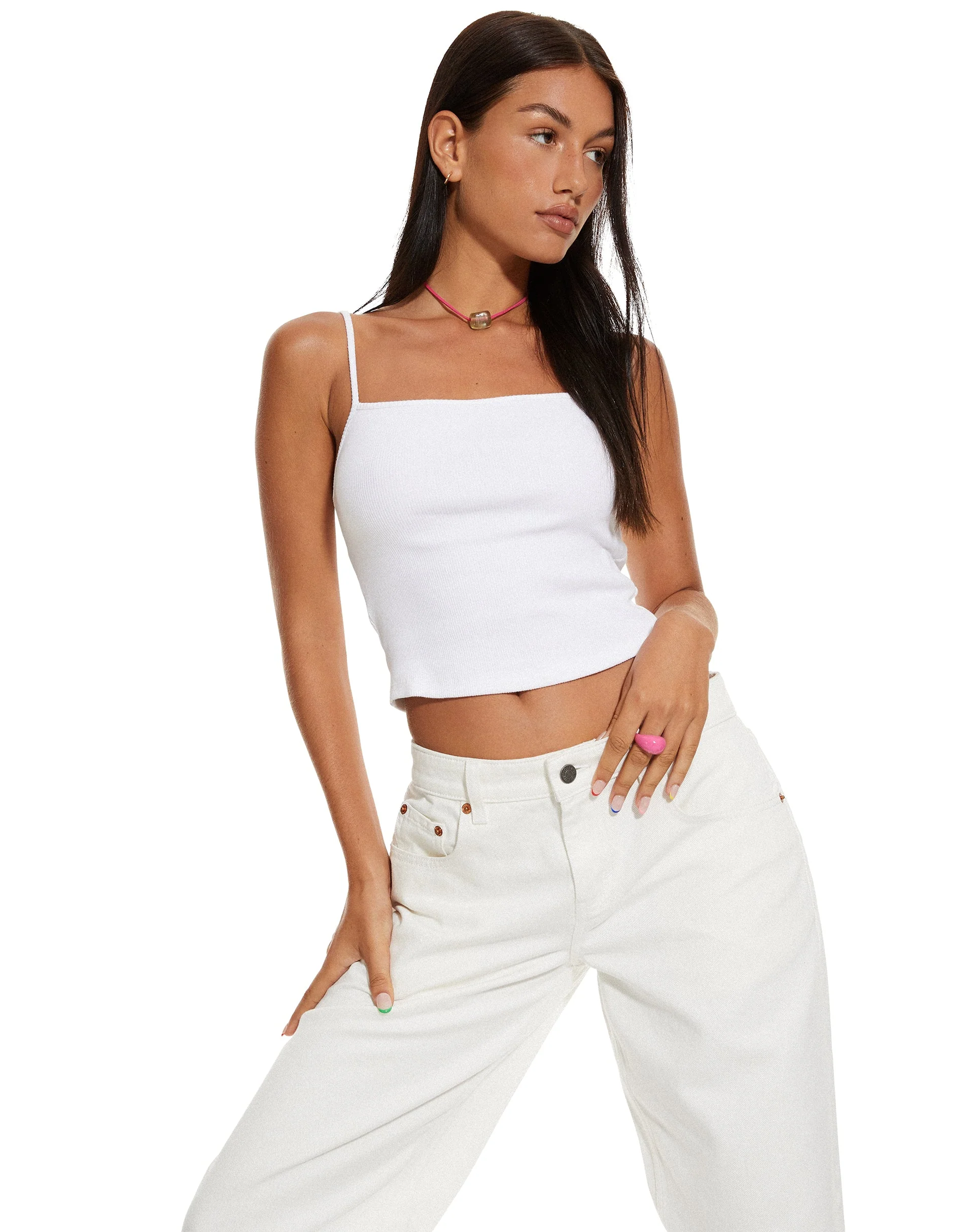 MOTEL X BARBARA Yoon Geripptes Crop-Top in Weiß