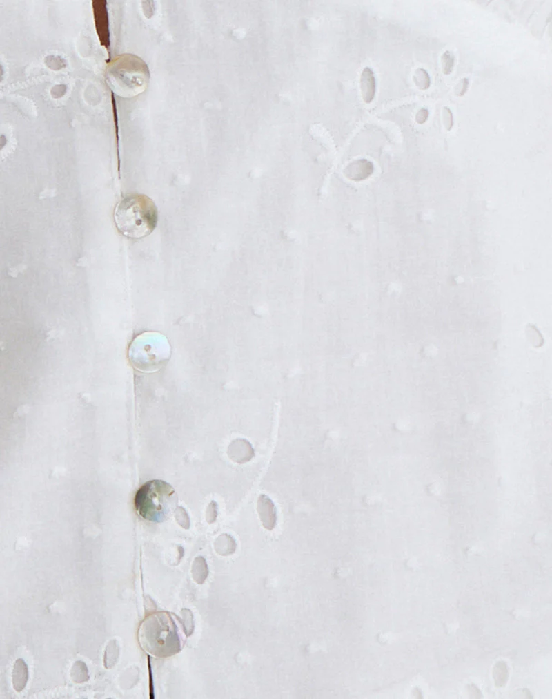 Yoshino Plunge Top in Broderie White - Image 5