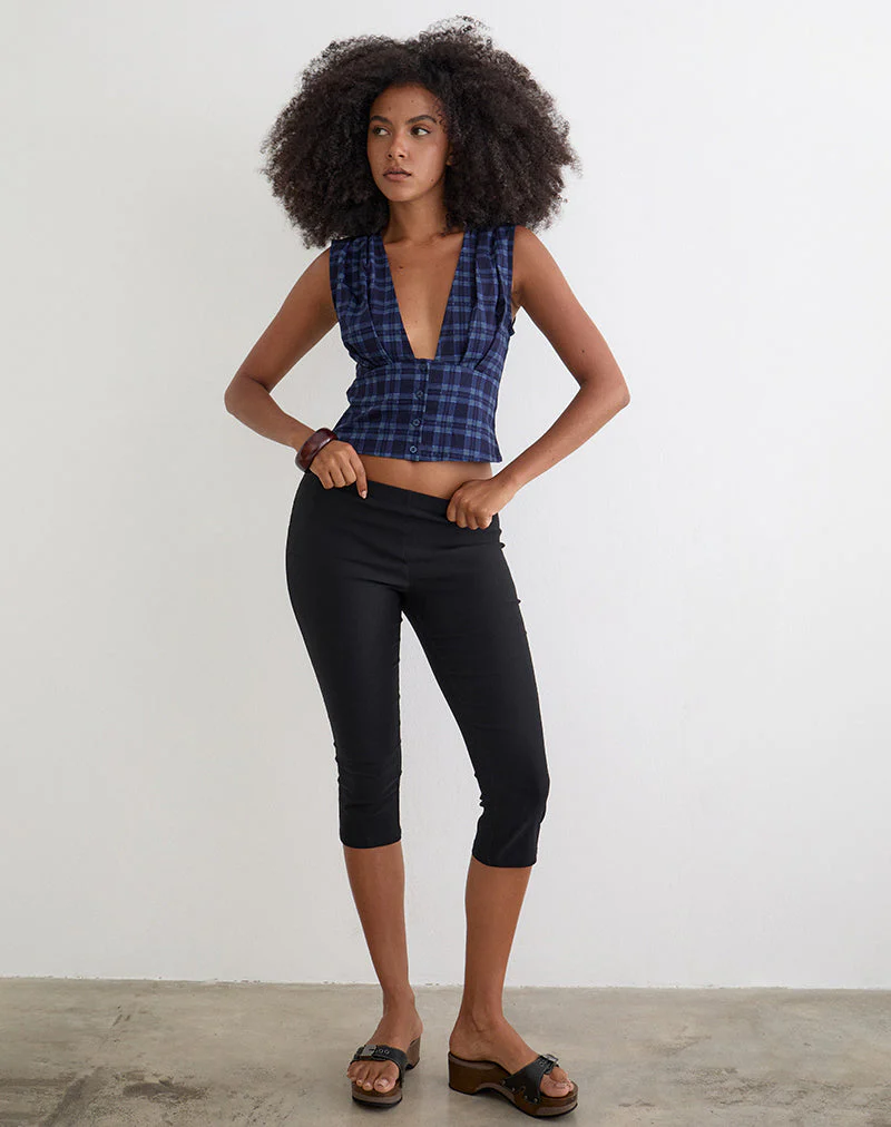 Yoshino Plunge Top in Blue Midnight Check - Image 3