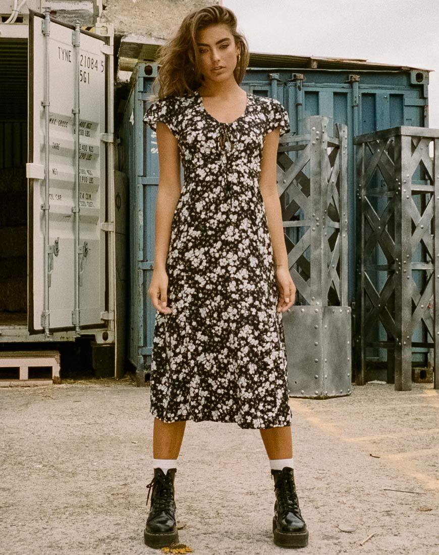 Youki Midikleid in Dark Wild Flower