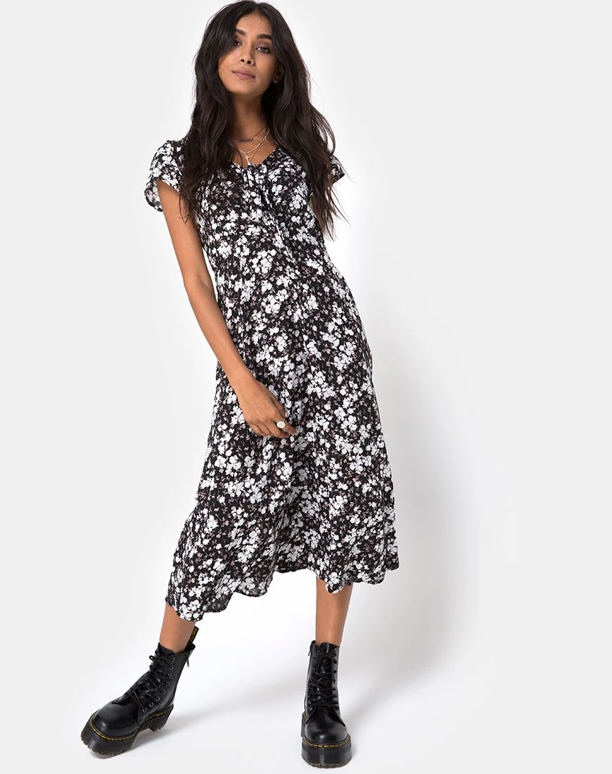Youki Midikleid in Dark Wild Flower - Image 2