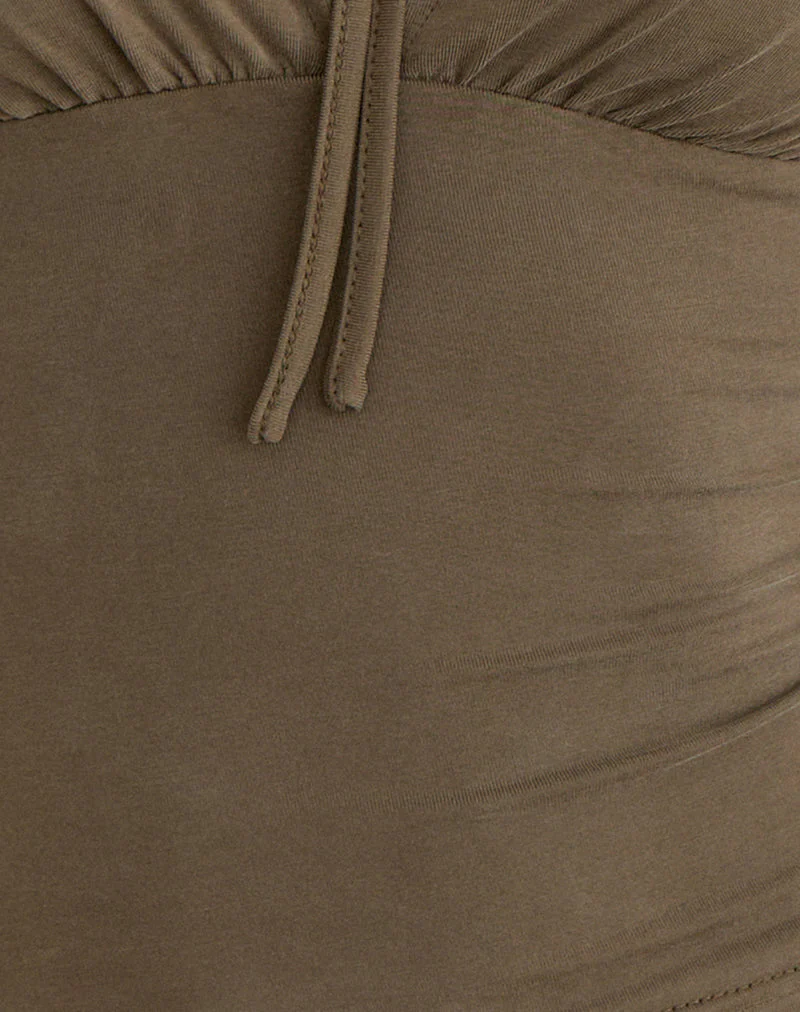 Yubin Keyhole Long Sleeve Top in Cupro Khaki - Image 6