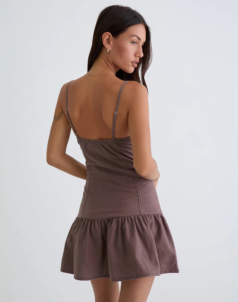 Yuha Geknöpftes Minikleid in Deep Taupe - Image 4