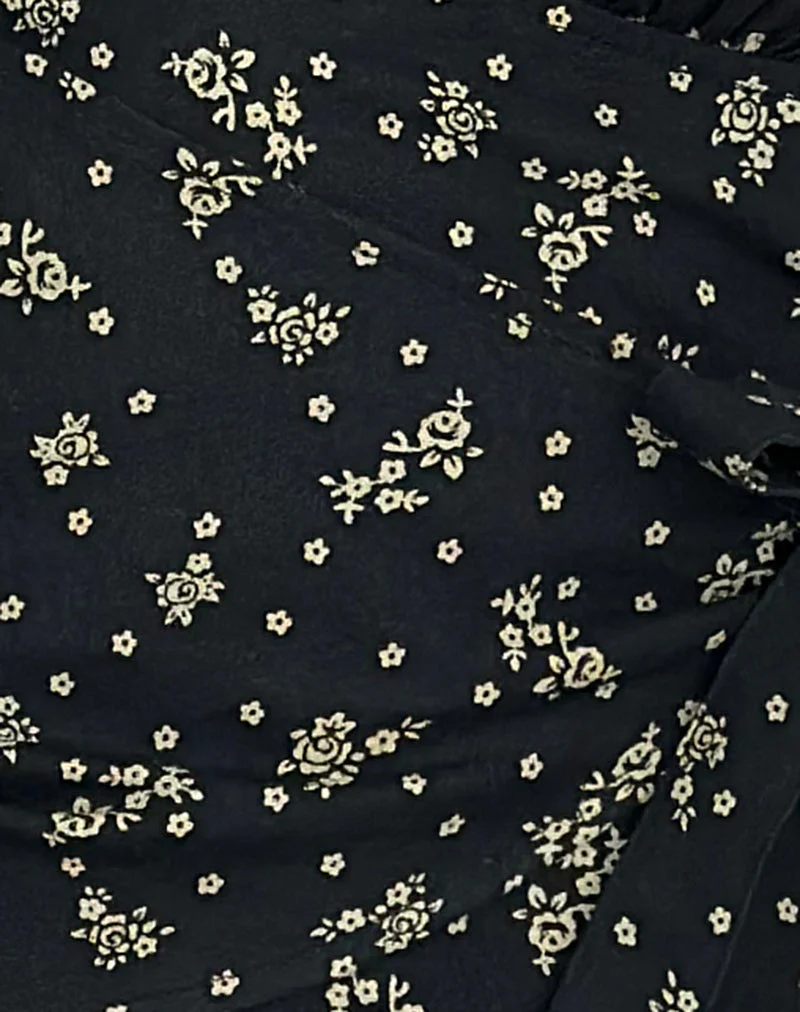 Yung Neckholder-Wickeltop aus Floral Land Schwarz - Image 6